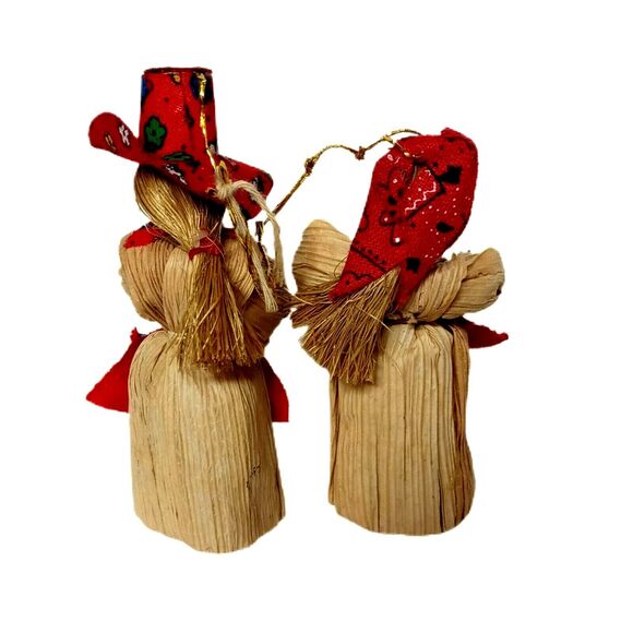 Folk Art Corn Husk Dolls Straw Snowflake Ornaments Primitive Country Christmas - Picture 6 of 8